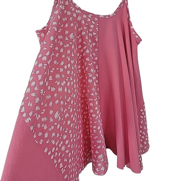 Umgee Women’s Pink Animal Print Mixed Fabric Flowy Tank Top Small NWOT - Picture 5 of 7